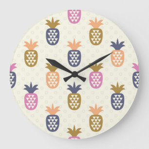 Nahtlose Ananas Vintages Muster Große Wanduhr