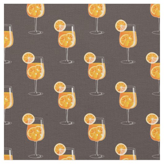 Nahtlose Aperol Spritz Cocktail Muster Fabric Stoff (Nahaufnahme)