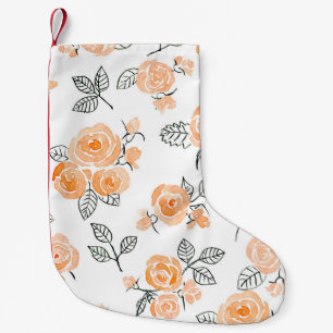 Nahtlose Aquarell- und Farbmuster mit Rose und Kleiner Weihnachtsstrumpf