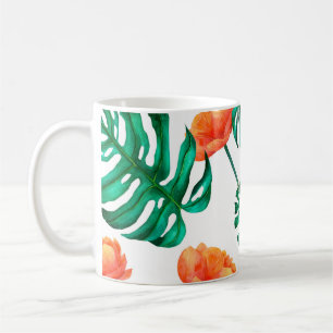 nahtlose Aquarellbilder-Hintergrund tropisch Kaffeetasse
