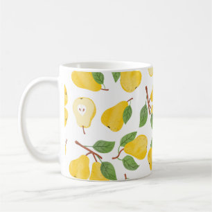 Nahtlose Aquarellbirnen-Muster. Vintages Obst b Kaffeetasse