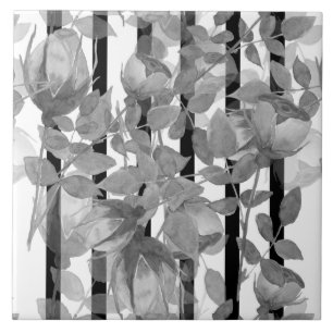 Nahtlose Aquarellfarben Blume Graue Rose Blumenrom Fliese