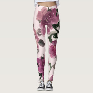 Nahtlose Aquarellfarben-Blume Illustrationsmuster Leggings
