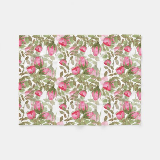 Nahtlose Aquarellfarben Blume Rosa Rosen Blumenrom Fleecedecke (Vorderseite (Horizontal))