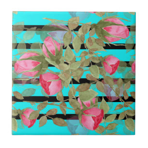 Nahtlose Aquarellfarben Blume Rosa Rosen Blumenrom Fliese