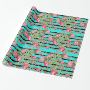 Nahtlose Aquarellfarben Blume Rosa Rosen Blumenrom Geschenkpapier