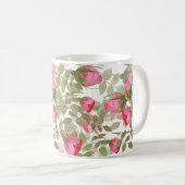 Nahtlose Aquarellfarben Blume Rosa Rosen Blumenrom Kaffeetasse (VorderseiteRechts)