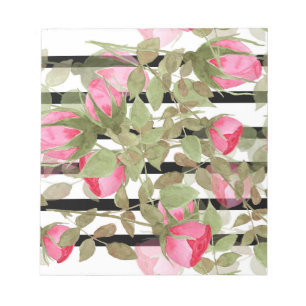 Nahtlose Aquarellfarben Blume Rosa Rosen Blumenrom Notizblock