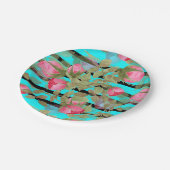 Nahtlose Aquarellfarben Blume Rosa Rosen Blumenrom Pappteller (Schrägansicht)