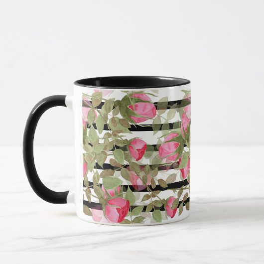 Nahtlose Aquarellfarben Blume Rosa Rosen Blumenrom Tasse (Links)