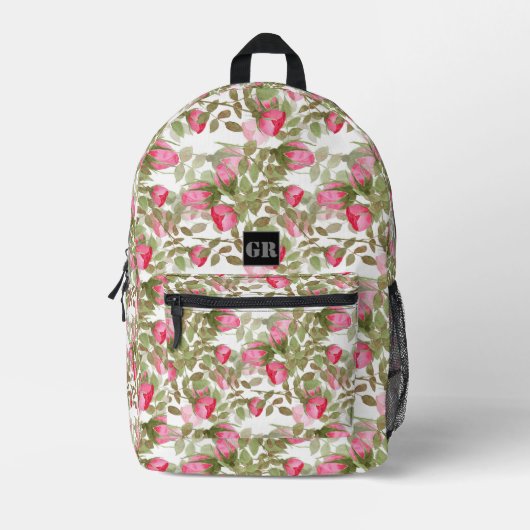 Nahtlose Aquarellfarben Blume Rosa Rosen Blüten Bedruckter Rucksack (Vorderseite)