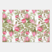 Nahtlose Aquarellfarben Blume Rosa Rosen Blüten Geschenkpapier Set (Vorderseite 2)