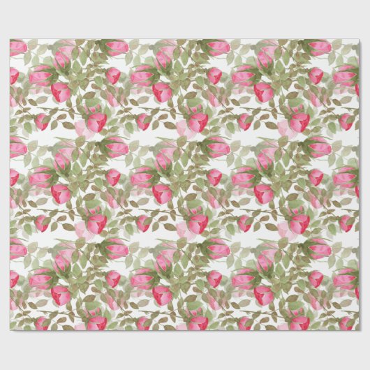 Nahtlose Aquarellfarben Blume Rose Blumenromantik Geschenkpapier (Flach)