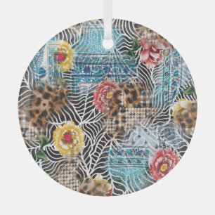 Nahtlose Aquarellfarben-Blume, strukturierte Muste Ornament Aus Glas