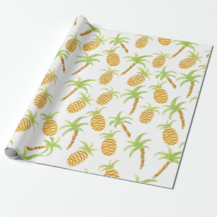 Nahtlose Aquarellmuster mit Ananas und pa Geschenkpapier