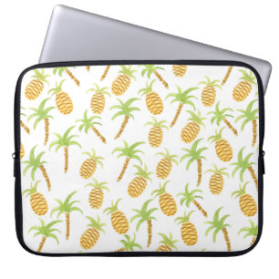 Nahtlose Aquarellmuster mit Ananas und pa Laptopschutzhülle