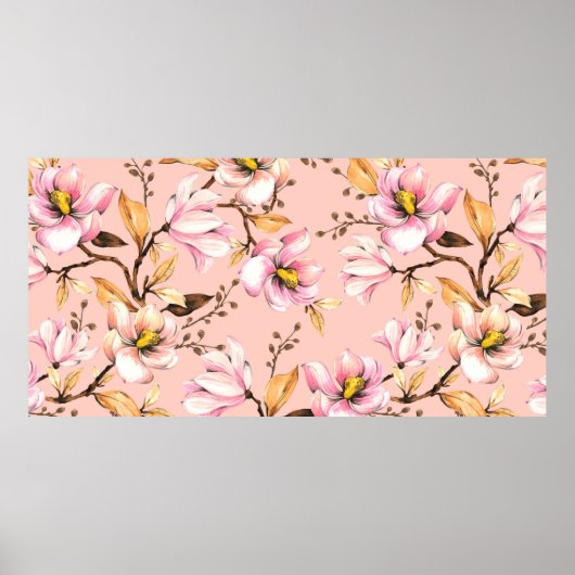 Nahtlose Aquarellmuster mit Ästen von Magno Poster (Vorne)