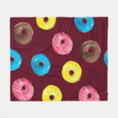 Nahtlose Aquarellmuster mit Donuts auf Ruby Fleecedecke (Vorderseite (Horizontal))