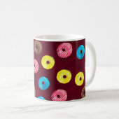 Nahtlose Aquarellmuster mit Donuts auf Ruby Kaffeetasse (VorderseiteRechts)