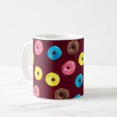 Nahtlose Aquarellmuster mit Donuts auf Ruby Kaffeetasse (Vorderseite Links)