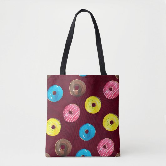 Nahtlose Aquarellmuster mit Donuts auf Ruby Tasche (Vorderseite)