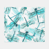 Nahtlose Aquarellmuster mit eleganter Libelle Fleecedecke (Vorderseite (Horizontal))