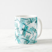 Nahtlose Aquarellmuster mit eleganter Libelle Kaffeetasse (VorderseiteRechts)
