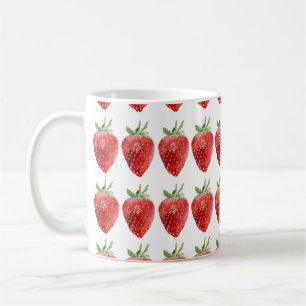 Nahtlose Aquarellmuster mit Erdbeeren Kaffeetasse