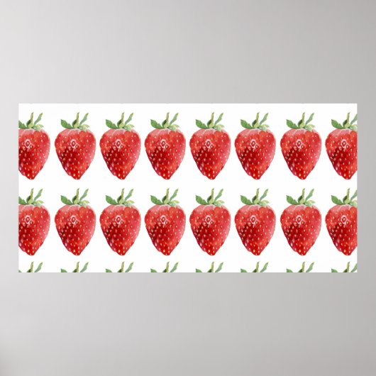 Nahtlose Aquarellmuster mit Erdbeeren Poster (Vorne)