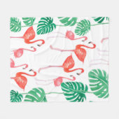 Nahtlose Aquarellmuster mit Flamingo-Familie w Fleecedecke (Vorderseite (Horizontal))