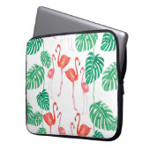 Nahtlose Aquarellmuster mit Flamingo-Familie w Laptopschutzhülle (Vorderseite Links)