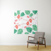 Nahtlose Aquarellmuster mit Flamingo-Familie w Wandteppich (Beispiel (Horizontal))