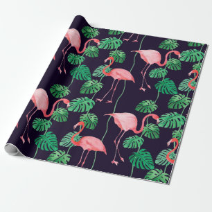 Nahtlose Aquarellmuster mit Flamingo Geschenkpapier