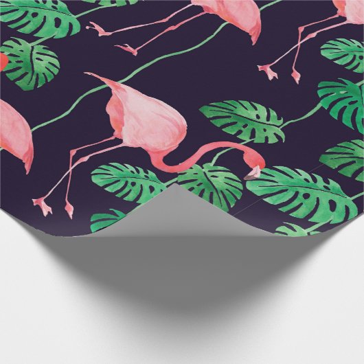 Nahtlose Aquarellmuster mit Flamingo Geschenkpapier (Ecke)