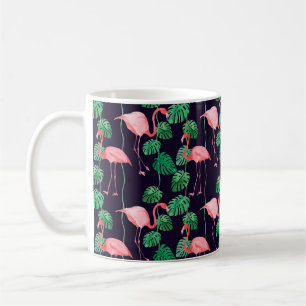 Nahtlose Aquarellmuster mit Flamingo Kaffeetasse