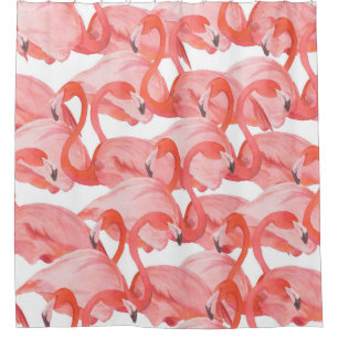 Nahtlose Aquarellmuster mit Flamingos Duschvorhang