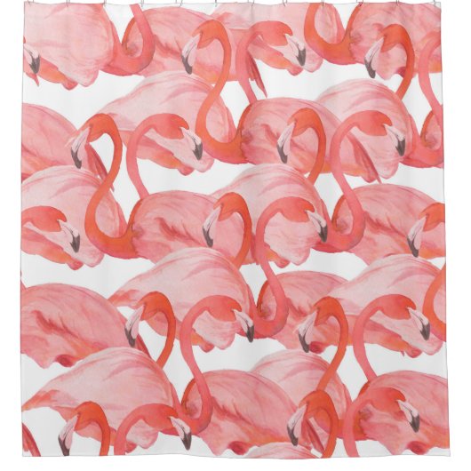 Nahtlose Aquarellmuster mit Flamingos Duschvorhang (Vorderseite)