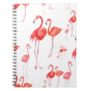 Nahtlose Aquarellmuster mit Flamingos-Familie Notizblock