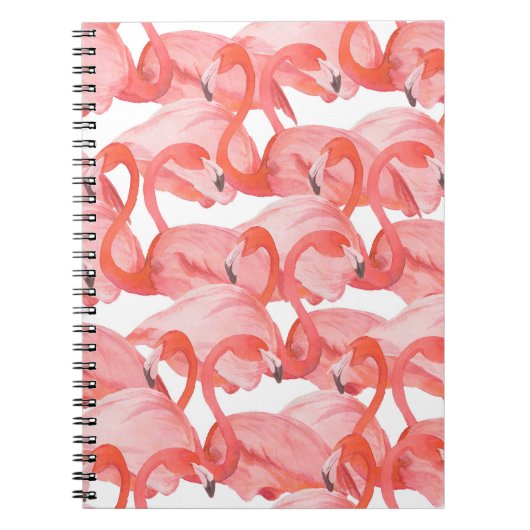 Nahtlose Aquarellmuster mit Flamingos Notizblock (Vorderseite)