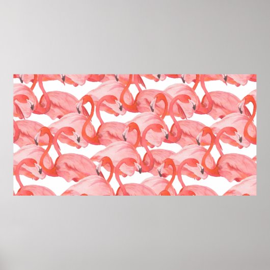 Nahtlose Aquarellmuster mit Flamingos Poster (Vorne)