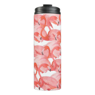 Nahtlose Aquarellmuster mit Flamingos Thermosbecher