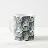 Nahtlose Aquarellmuster mit großer Eule Kaffeetasse (Vorderseite Links)