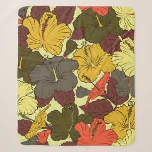 Nahtlose Aquarellmuster mit Hibiskus-Blume Sherpadecke