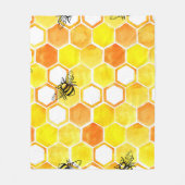 Nahtlose Aquarellmuster mit Honigwaben und li Fleecedecke (Vorderseite)