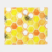 Nahtlose Aquarellmuster mit Honigwaben und li Fleecedecke (Vorderseite (Horizontal))