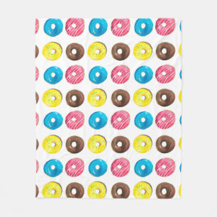 Nahtlose Aquarellmuster mit kleinen Donuts Fleecedecke