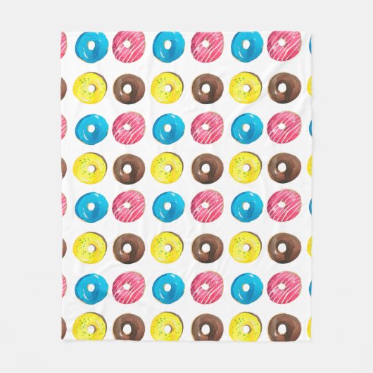 Nahtlose Aquarellmuster mit kleinen Donuts Fleecedecke (Vorderseite)