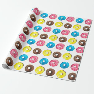 Nahtlose Aquarellmuster mit kleinen Donuts Geschenkpapier