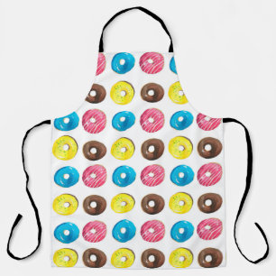Nahtlose Aquarellmuster mit kleinen Donuts Schürze