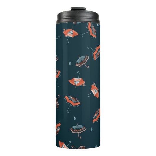 Nahtlose Aquarellmuster mit lustigem Regenschirm Thermosbecher (Vorderseite)